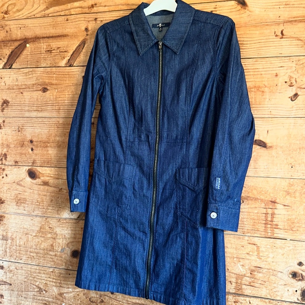 7 For All Mankind Full Zip Denim Dress Long Sleeve